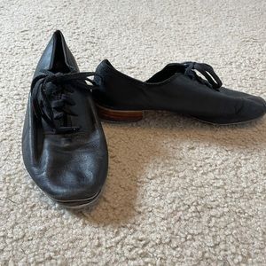 Black Tele Tone Lace-up Tap Shoes with Wooden Heel